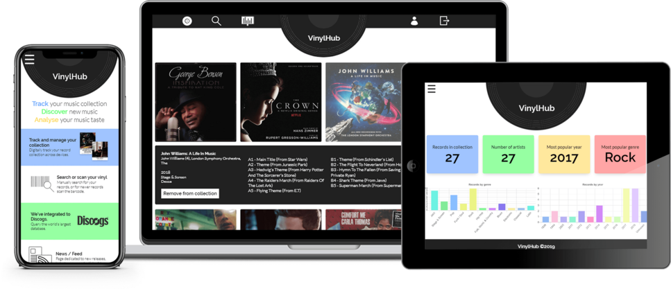 Vinyl Hub web app screenshots